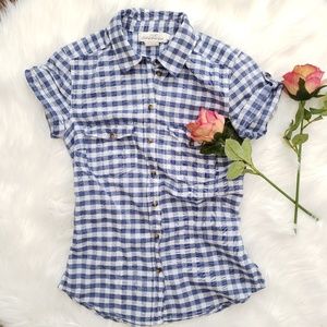 H&M Plaid Button Down Short Sleeve Shirt